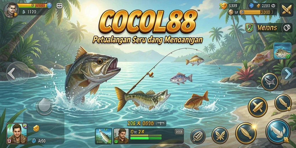 Screenshot COCOL88 menampilkan gameplay memancing yang seru dan interaktif.