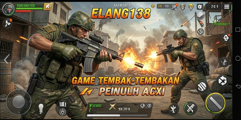 Tampilan gameplay ELANG138 yang mendebarkan dengan aksi tembak-menembak.