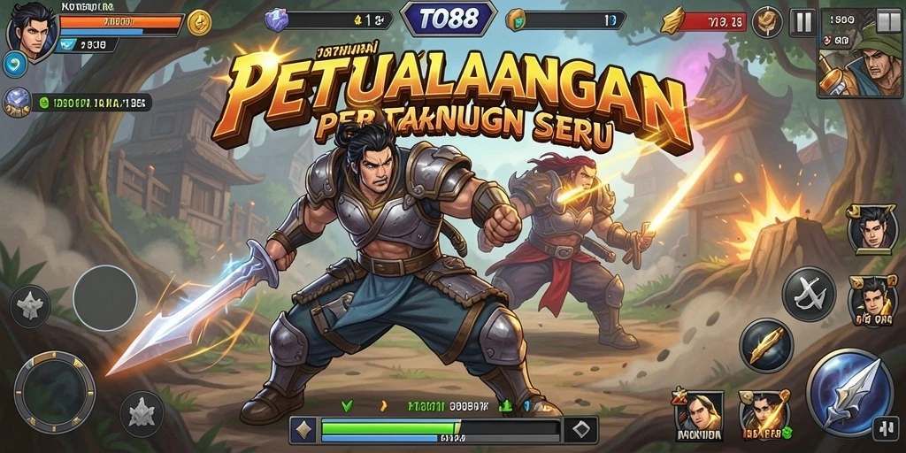 Gameplay TO88 dengan aksi pertarungan mendebarkan dan karakter unik.